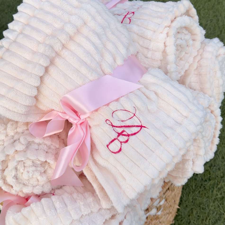 Personalized Embroidered Wedding Blanket Favors | Custom Monogram Guest Throws